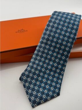 Hermes Blue silk Tie